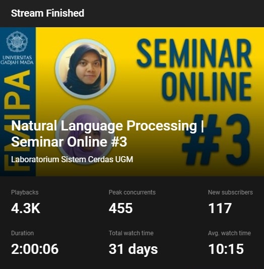Lab. Sistem Cerdas Online Seminar Series #3 “Natural Language Processing”