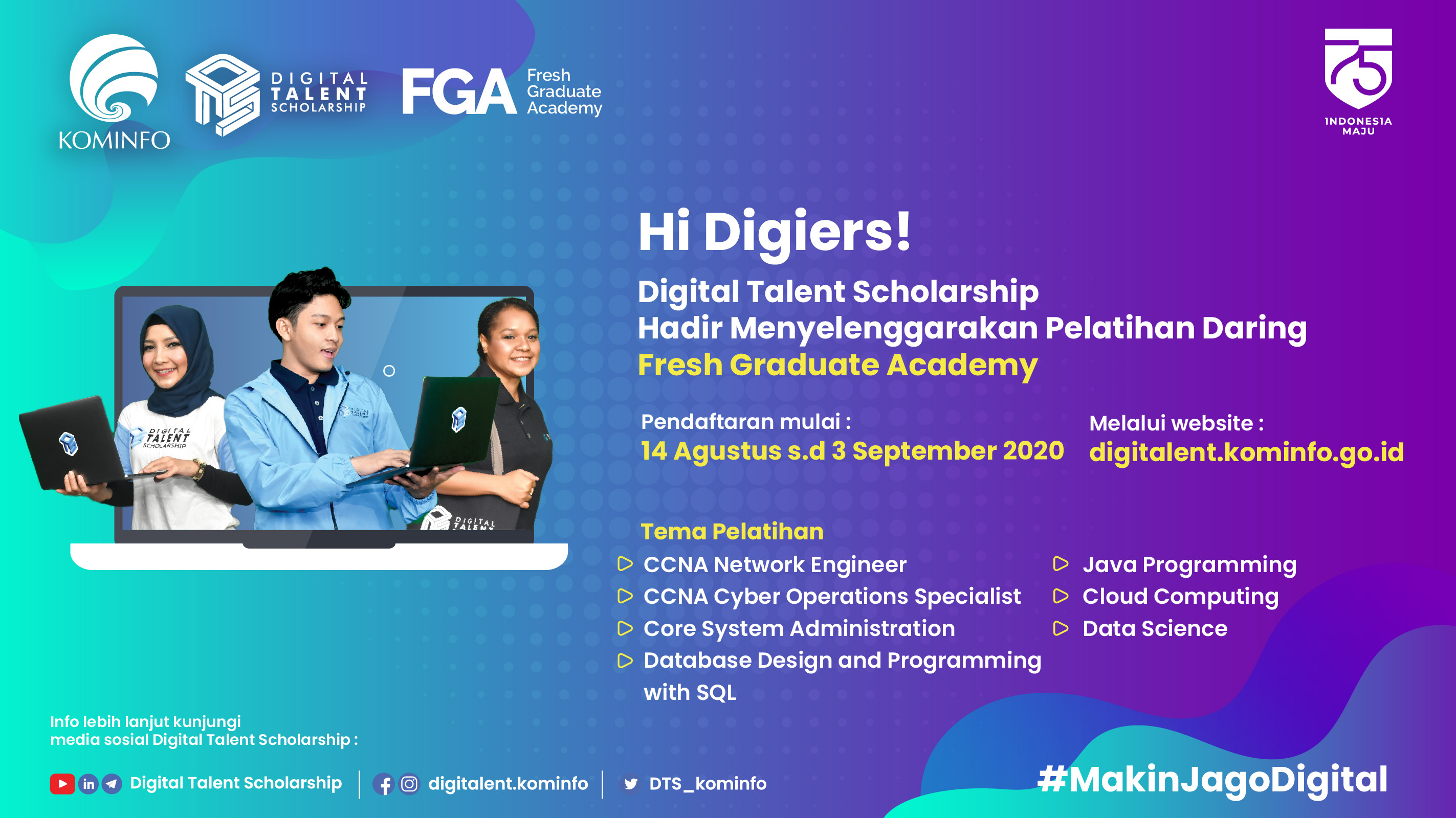 PEMBUKAAN PENDAFTARAN AKADEMI FGA DIGITAL TALENT SCHOLARSHIP 2020