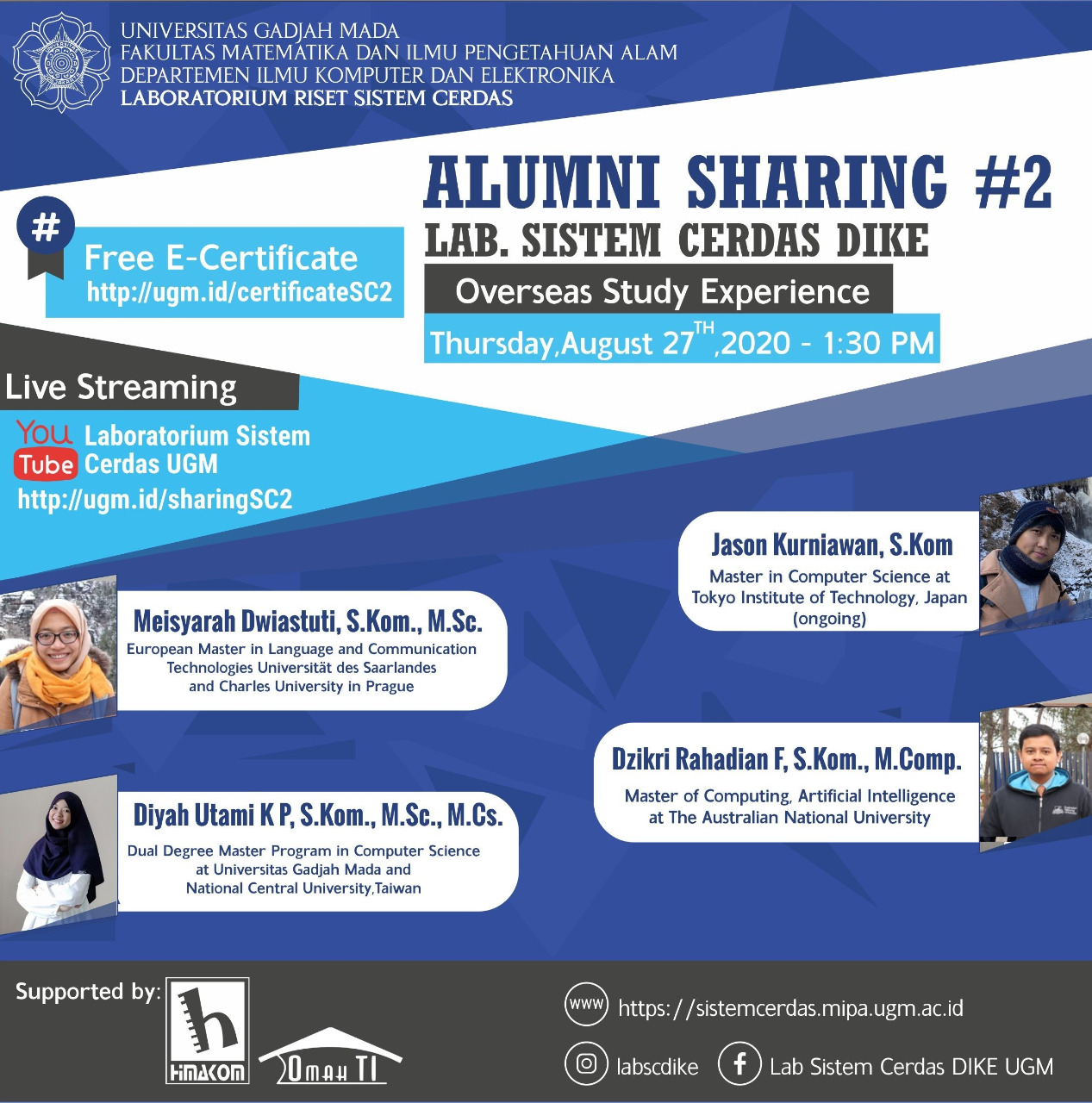 [27 Agustus 2020] Alumni Sharing #2 – Overseas Study Experience