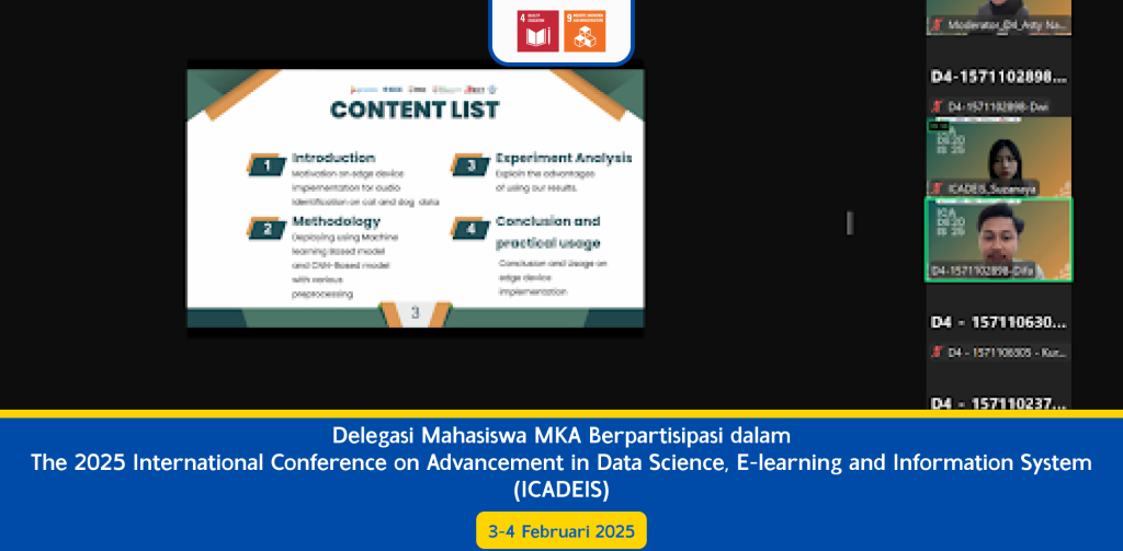 Delegasi Mahasiswa MKA Berpartisipasi dalam The 2025 International Conference on Advancement in Data Science, E-learning and Information System (ICADEIS)