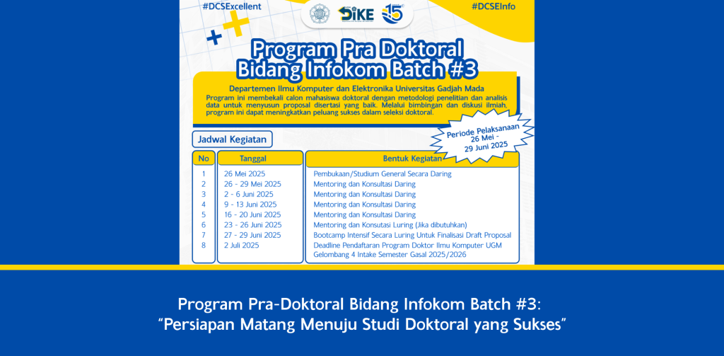 Program Pra-Doktoral Bidang Infokom Batch #3:  Persiapan Matang Menuju Studi Doktoral yang Sukses